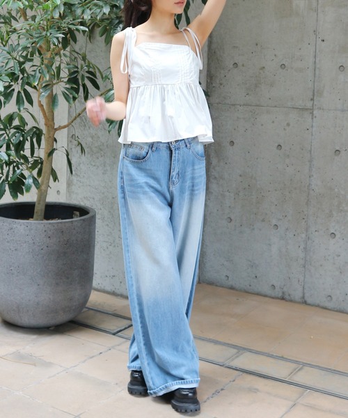 JilLA(ジルア)の「Shoulder Ribbon French Camisole / ショルダーリボンフレンチキャミソール(キャミソール・レディース・ホワイト/ブラック・FREE)」の15枚目の写真