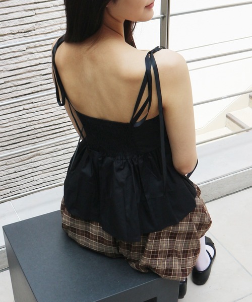 JilLA(ジルア)の「Shoulder Ribbon French Camisole / ショルダーリボンフレンチキャミソール(キャミソール・レディース・ホワイト/ブラック・FREE)」の12枚目の写真