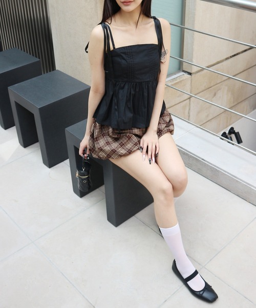JilLA(ジルア)の「Shoulder Ribbon French Camisole / ショルダーリボンフレンチキャミソール(キャミソール・レディース・ホワイト/ブラック・FREE)」の10枚目の写真