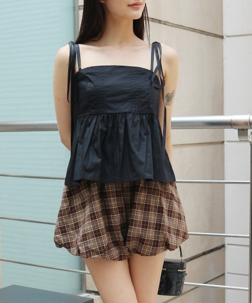 JilLA(ジルア)の「Shoulder Ribbon French Camisole / ショルダーリボンフレンチキャミソール(キャミソール・レディース・ホワイト/ブラック・FREE)」の18枚目の写真