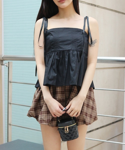 JilLA(ジルア)の「Shoulder Ribbon French Camisole / ショルダーリボンフレンチキャミソール(キャミソール・レディース・ホワイト/ブラック・FREE)」の17枚目の写真