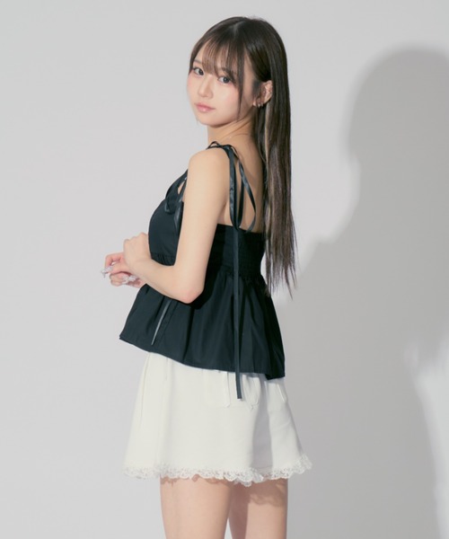 JilLA(ジルア)の「Shoulder Ribbon French Camisole / ショルダーリボンフレンチキャミソール(キャミソール・レディース・ホワイト/ブラック・FREE)」の22枚目の写真