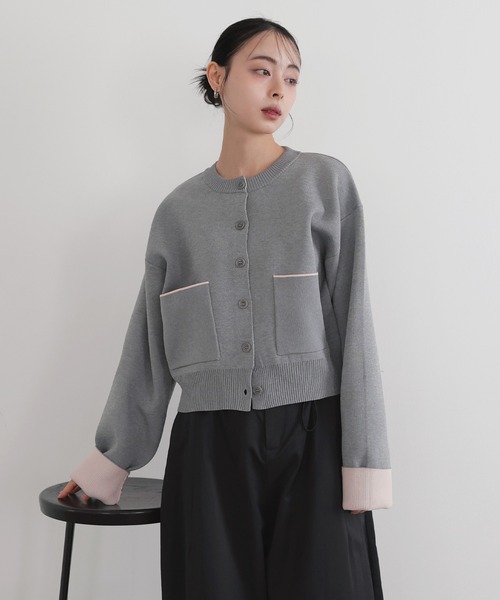 LIAN（リアン）の「バイカラーニットカーディガン【入荷禁止】（カーディガン/ボレロ・レディース・ベージュ/アイボリー/グレー/チャコールグレー・FREE）」の21枚目の写真