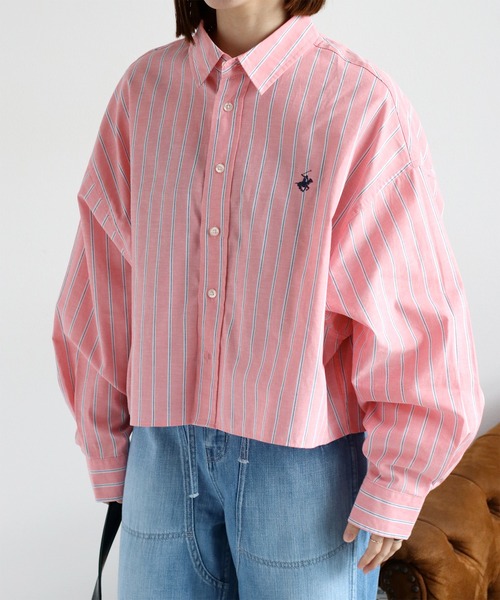 BEVERLY HILLS POLO CLUB(ビバリーヒルズポロクラブ)の「【BEVERLY HILLS POLO CLUB】レギュラーカラーカジュアルシャツ〈Sクロップド丈 / Mロング丈〉(シャツ/ブラウス・レディース・ブルー系その他/ピンク系その他/オフホワイト・S/M)」の4枚目の写真