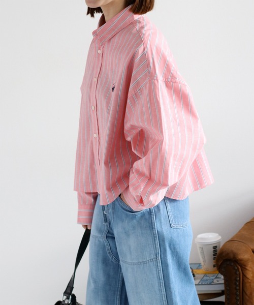 BEVERLY HILLS POLO CLUB(ビバリーヒルズポロクラブ)の「【BEVERLY HILLS POLO CLUB】レギュラーカラーカジュアルシャツ〈Sクロップド丈 / Mロング丈〉(シャツ/ブラウス・レディース・ブルー系その他/ピンク系その他/オフホワイト・S/M)」の6枚目の写真