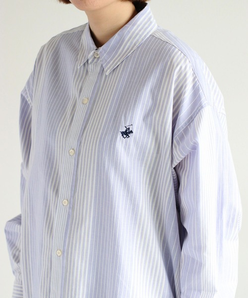 BEVERLY HILLS POLO CLUB(ビバリーヒルズポロクラブ)の「【BEVERLY HILLS POLO CLUB】レギュラーカラーカジュアルシャツ〈Sクロップド丈 / Mロング丈〉(シャツ/ブラウス・レディース・ブルー系その他/ピンク系その他/オフホワイト・S/M)」の10枚目の写真