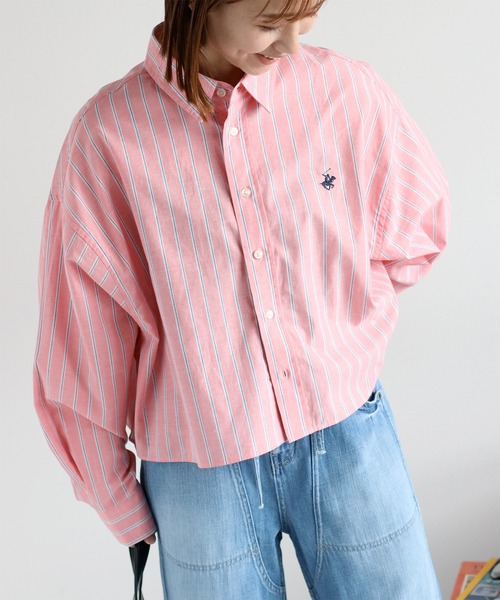 BEVERLY HILLS POLO CLUB(ビバリーヒルズポロクラブ)の「【BEVERLY HILLS POLO CLUB】レギュラーカラーカジュアルシャツ〈Sクロップド丈 / Mロング丈〉(シャツ/ブラウス・レディース・ブルー系その他/ピンク系その他/オフホワイト・S/M)」の9枚目の写真