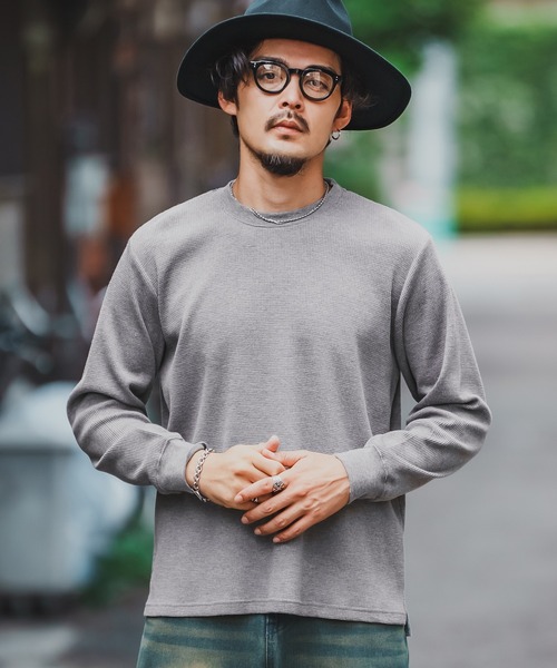 SIDEWAY STANCE(サイドウェイスタンス)の「【SIDEWAY STANCE】ワッフル クルー ネック 長袖Tシャツ(Tシャツ/カットソー・メンズ・杢グレー/ブラック/ホワイト・X-LARGE/LARGE/SMALL/MEDIUM)」の1枚目の写真