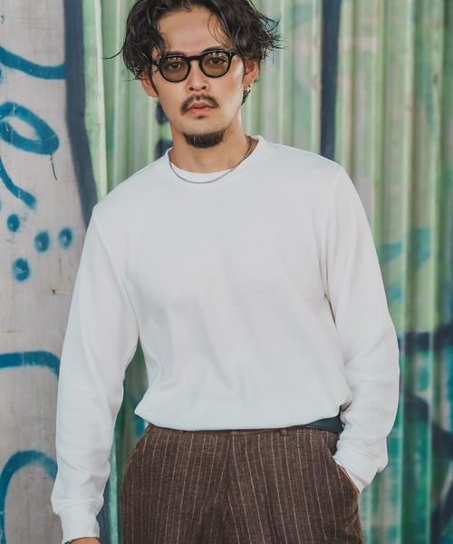 SIDEWAY STANCE(サイドウェイスタンス)の「【SIDEWAY STANCE】ワッフル クルー ネック 長袖Tシャツ(Tシャツ/カットソー・メンズ・杢グレー/ブラック/ホワイト・X-LARGE/LARGE/SMALL/MEDIUM)」の2枚目の写真