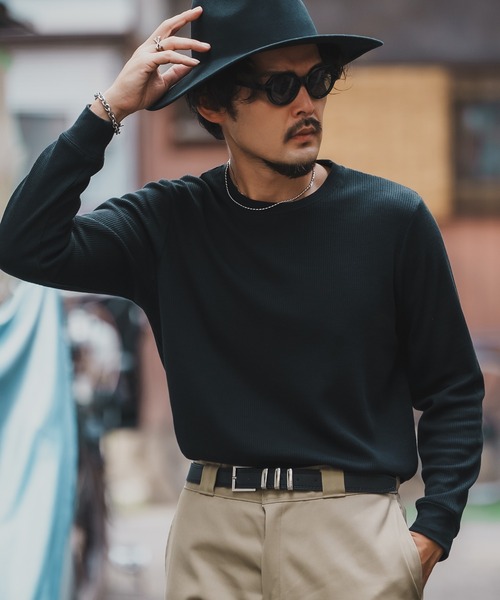 SIDEWAY STANCE(サイドウェイスタンス)の「【SIDEWAY STANCE】ワッフル クルー ネック 長袖Tシャツ(Tシャツ/カットソー・メンズ・杢グレー/ブラック/ホワイト・X-LARGE/LARGE/SMALL/MEDIUM)」の3枚目の写真