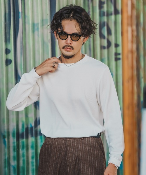 SIDEWAY STANCE(サイドウェイスタンス)の「【SIDEWAY STANCE】ワッフル クルー ネック 長袖Tシャツ(Tシャツ/カットソー・メンズ・杢グレー/ブラック/ホワイト・X-LARGE/LARGE/SMALL/MEDIUM)」の9枚目の写真