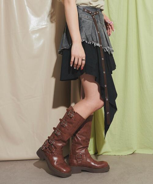 dispark（ディスパーク）の「DISPARK/イレギュラーヘムデニムスカパン（デニムスカート・レディース・ブラック/インディゴブルー/ライトインディゴブルー・MEDIUM/SMALL）」の12枚目の写真