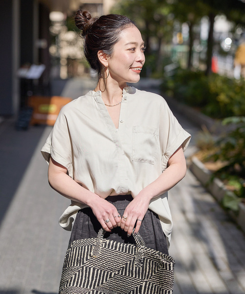 B.C STOCK(ベーセーストック)の「《追加3》手洗い可 / セルロースシャツ(シャツ/ブラウス・レディース・ベージュ系その他/ブルー系その他/ブラック/カーキ・FREE)」の10枚目の写真