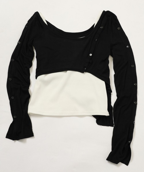 SPIRALGIRL(スパイラルガール)の「ワンショルレイヤードトップス(Tシャツ/カットソー・レディース・ブラック/イエロー/ベージュ・FREE)」の21枚目の写真