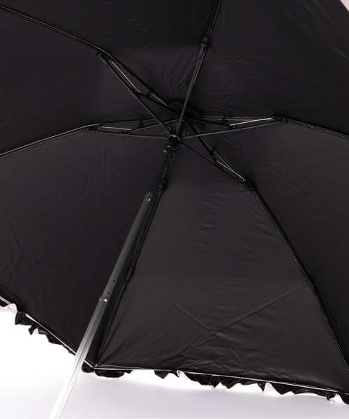 【新品タグ付き】ジルスチュアート フリル晴雨兼用折りたたみ中傘 ブラック系 新品タグ付き】ジルスチュアート フリル晴雨兼用折りたたみ中傘
