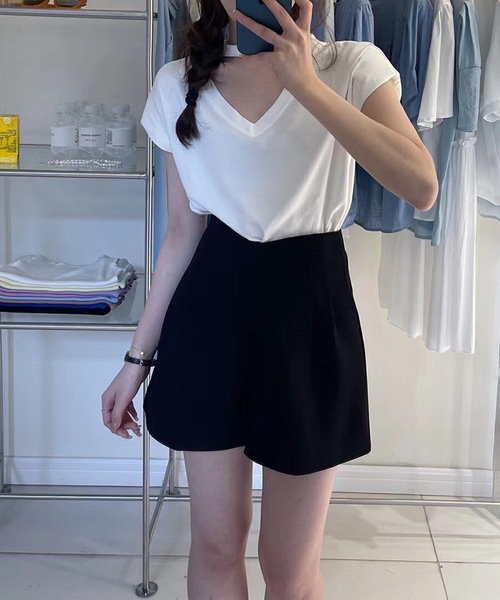 Lace Ladies（レースレディース）の「ダブルタック ハイウエスト フレア ショート パンツ（その他パンツ・レディース・モカ/ブラック・S/M/L/XL）」の3枚目の写真