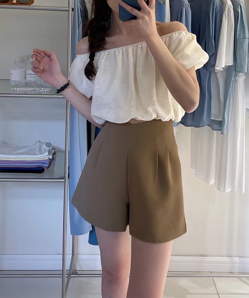 Lace Ladies（レースレディース）の「ダブルタック ハイウエスト フレア ショート パンツ（その他パンツ・レディース・モカ/ブラック・S/M/L/XL）」の8枚目の写真