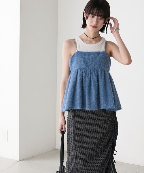 セール】【forksy.】シアー フリンジフェザー キャミソールビスチェ