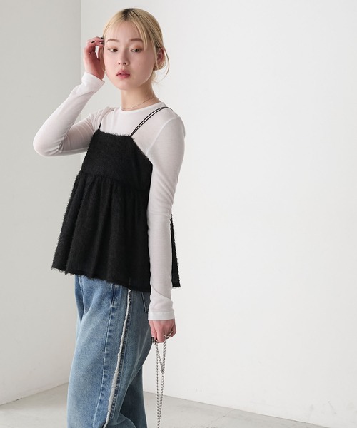 forksy.（フォルクシー）の「【forksy.】シアー フリンジフェザー キャミソールビスチェ（キャミソール・レディース・オフホワイト/ブルー/ブラック・FREE）」の17枚目の写真