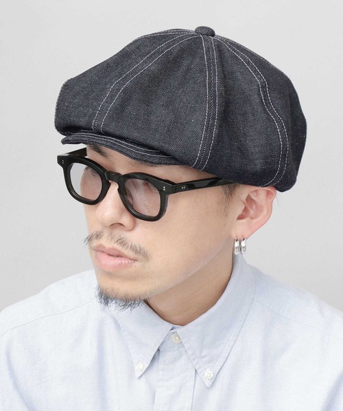 Mr.COVER(ミスターカバー)の「日本製 12オンス 岡山産 リジットデニム ボリューム キャスケットベレー(キャスケット・メンズ・ブラック/ネイビー・FREE)」の2枚目の写真