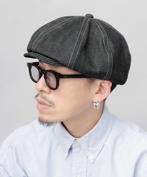 Mr.COVER(ミスターカバー)の「日本製 12オンス 岡山産 リジットデニム ボリューム キャスケットベレー(キャスケット・メンズ・ブラック/ネイビー・FREE)」の5枚目の写真