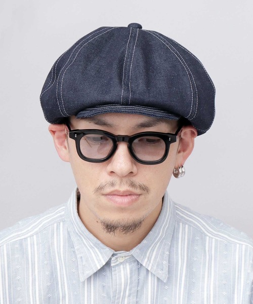 Mr.COVER(ミスターカバー)の「日本製 12オンス 岡山産 リジットデニム ボリューム キャスケットベレー(キャスケット・メンズ・ブラック/ネイビー・FREE)」の9枚目の写真