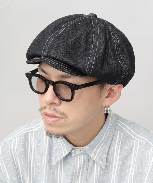 Mr.COVER(ミスターカバー)の「日本製 12オンス 岡山産 リジットデニム ボリューム キャスケットベレー(キャスケット・メンズ・ブラック/ネイビー・FREE)」の6枚目の写真