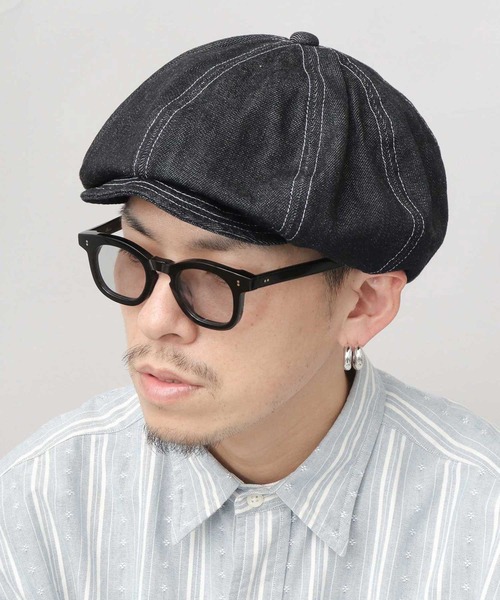 Mr.COVER(ミスターカバー)の「日本製 12オンス 岡山産 リジットデニム ボリューム キャスケットベレー(キャスケット・メンズ・ブラック/ネイビー・FREE)」の21枚目の写真