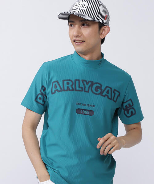 PEARLY GATES(パーリーゲイツ)の「【PEARLY GATES】4WAYリップル半袖ハイネックカットソー(Tシャツ/カットソー・メンズ・グリーン系その他2/ネイビー/ホワイト・X-LARGE/LARGE)」の1枚目の写真