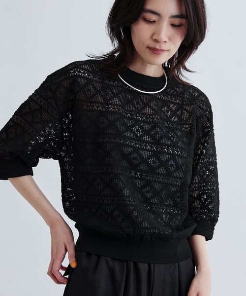 GALLEST（ギャレスト）の「レースプルオーバー（Tシャツ/カットソー・レディース・ブラック/オフホワイト・38）」の4枚目の写真