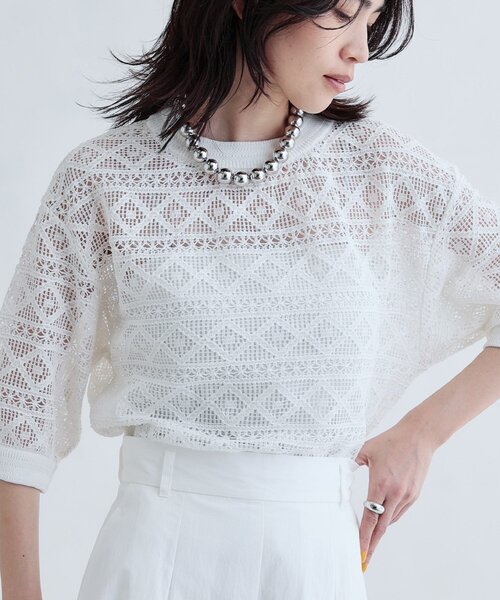 GALLEST（ギャレスト）の「レースプルオーバー（Tシャツ/カットソー・レディース・ブラック/オフホワイト・38）」の11枚目の写真