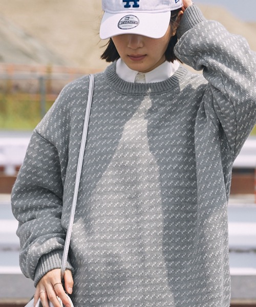 BARK MANHATTAN（バークマンハッタン）の「オーバーサイズ バーズアイ クルーネックニット（ニット/セーター・メンズ・グレー/ブラック・L）」の21枚目の写真