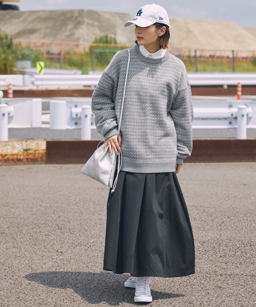 BARK MANHATTAN（バークマンハッタン）の「オーバーサイズ バーズアイ クルーネックニット（ニット/セーター・メンズ・グレー/ブラック・L）」の13枚目の写真