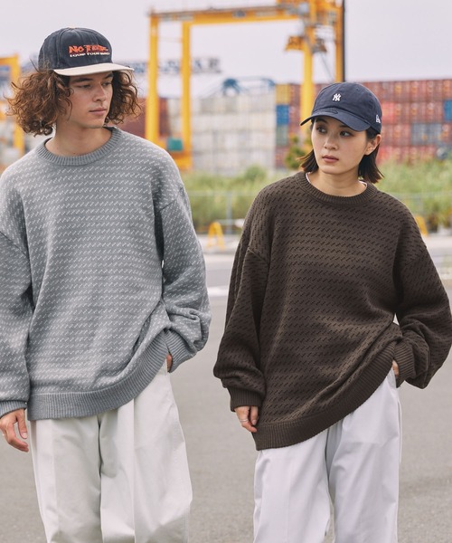 マックスマーラ オーバーサイズニット エクル×ネイビー Max Mara/マックスマーラ｜ウール アンド カシミア