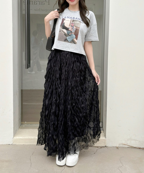 Ada.（エイダ）の「ウェーブチュール フレアスカート（スカート・レディース・ブラック/アイボリー・FREE）」の15枚目の写真