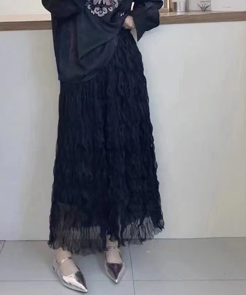 Ada.（エイダ）の「ウェーブチュール フレアスカート（スカート・レディース・ブラック/アイボリー・FREE）」の21枚目の写真