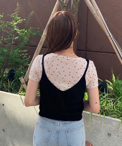 Teem Store(チームストア)の「ラウンドネックドット柄半袖Tシャツトップス シアートップス(Tシャツ/カットソー・レディース・アイボリー/グレー・M/S)」の11枚目の写真