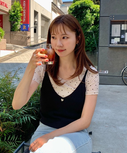 Teem Store(チームストア)の「ラウンドネックドット柄半袖Tシャツトップス シアートップス(Tシャツ/カットソー・レディース・アイボリー/グレー・M/S)」の16枚目の写真
