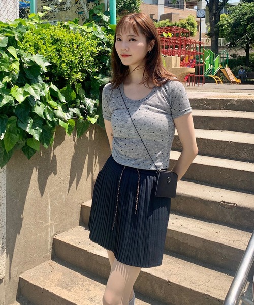 Teem Store(チームストア)の「ラウンドネックドット柄半袖Tシャツトップス シアートップス(Tシャツ/カットソー・レディース・アイボリー/グレー・M/S)」の20枚目の写真