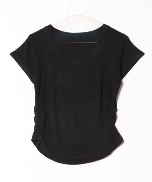 aimoha(アイモハ)の「VネックリブフレンチTシャツ (SS)(Tシャツ/カットソー・レディース・ダークグレー/ホワイト/ブラック/ライトベージュ・MEDIUM/LARGE)」の15枚目の写真