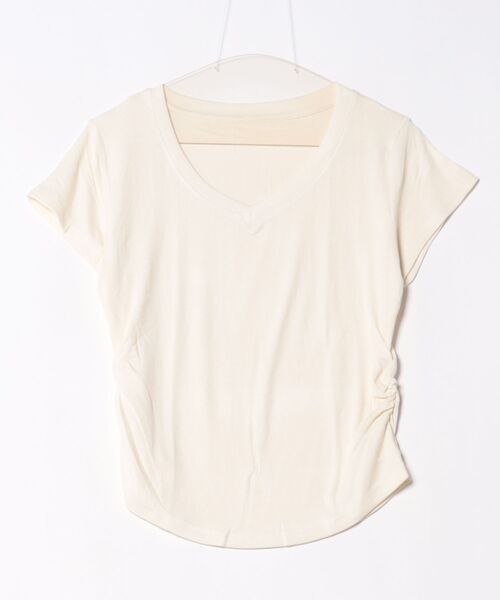 aimoha(アイモハ)の「VネックリブフレンチTシャツ (SS)(Tシャツ/カットソー・レディース・ダークグレー/ホワイト/ブラック/ライトベージュ・MEDIUM/LARGE)」の17枚目の写真