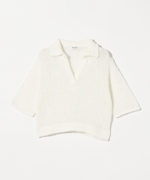 UNITED ARROWS - 日本製 美品ユナイテッドアローズ カシミヤニット 白 Vネック ふわふわ セール】＜MARW UNITED ARROWS＞ペーパー ポロカラー ニット