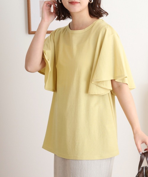 mitis(ミティス)の「mitis 冷感カノコ 袖フレアプルオーバー(Tシャツ/カットソー・レディース・ブラック/ブルー/オフホワイト/ピンク/イエロー・M)」の4枚目の写真