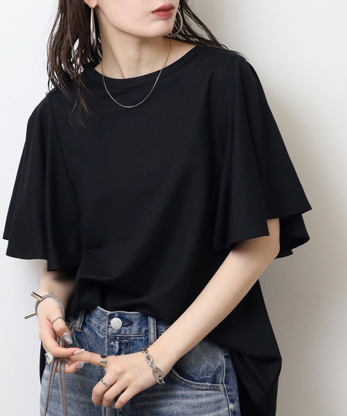 mitis(ミティス)の「mitis 冷感カノコ 袖フレアプルオーバー(Tシャツ/カットソー・レディース・ブラック/ブルー/オフホワイト/ピンク/イエロー・M)」の2枚目の写真