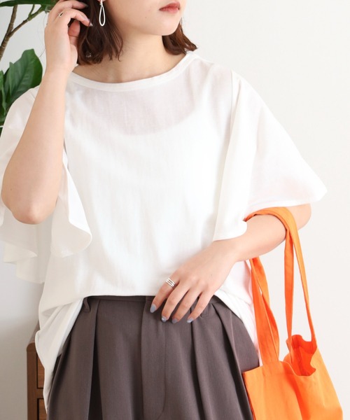 mitis(ミティス)の「mitis 冷感カノコ 袖フレアプルオーバー(Tシャツ/カットソー・レディース・ブラック/ブルー/オフホワイト/ピンク/イエロー・M)」の6枚目の写真