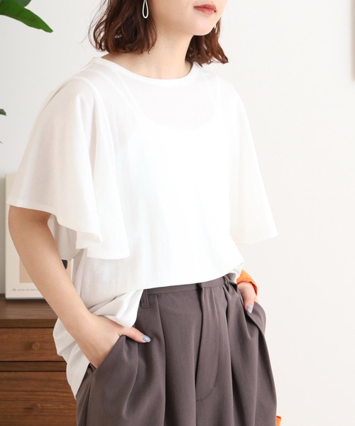mitis(ミティス)の「mitis 冷感カノコ 袖フレアプルオーバー(Tシャツ/カットソー・レディース・ブラック/ブルー/オフホワイト/ピンク/イエロー・M)」の7枚目の写真