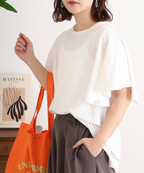 mitis(ミティス)の「mitis 冷感カノコ 袖フレアプルオーバー(Tシャツ/カットソー・レディース・ブラック/ブルー/オフホワイト/ピンク/イエロー・M)」の8枚目の写真