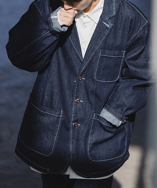 rehacer（レアセル）の「R. : OverSize Denim Work Jacket（テーラードジャケット・メンズ・インディゴブルー・LARGE/MEDIUM）」の5枚目の写真