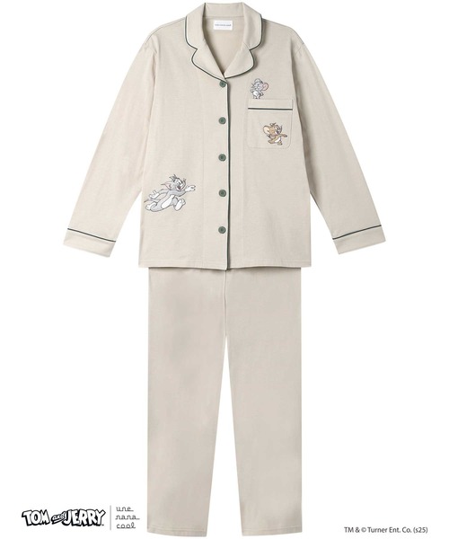 une nana cool（ウンナナクール）の「トムとジェリー × une nana cool 【綿100％】開襟パジャマ（ルームウェア/パジャマ・レディース・ベージュ/ブルー・L/M）」の10枚目の写真