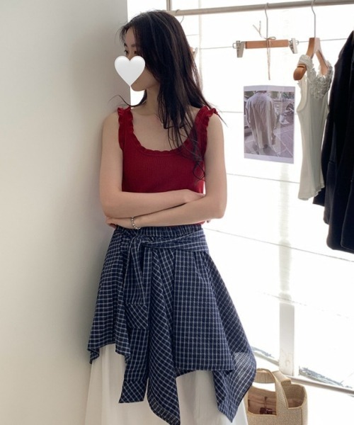 gossip!ロサンゼルス(ゴシップロサンゼルス)の「Y2Kレトロチェックアシンメトリースカート 個性派(スカート・レディース・チェック・FREE)」の9枚目の写真